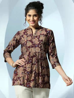 Libas - Maroon Floral Printed Kurti