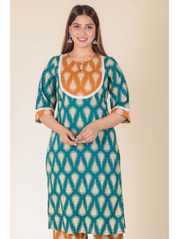 ARAMYA - Soft Cotton Straight Floral Print Kurta