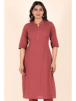ARAMYA - Linen Cotton Straight Solid Kurta