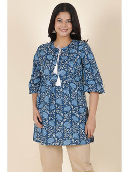 ARAMYA - Soft Cotton A-Line Floral Print Kurti
