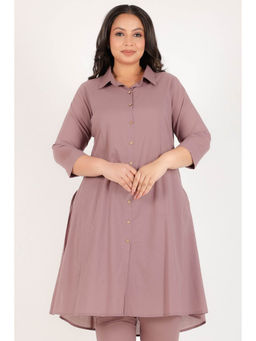 ARAMYA - Soft Cotton High Low Solid Kurta