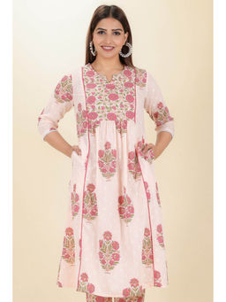 ARAMYA - Soft Cotton Panelled Floral Print Kurta