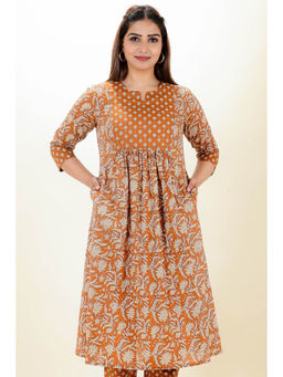 ARAMYA - Soft Cotton Panelled Floral Print Kurta