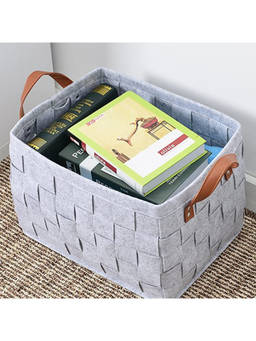 Voncasa - Light Grey Felt Fabric Storage Basket