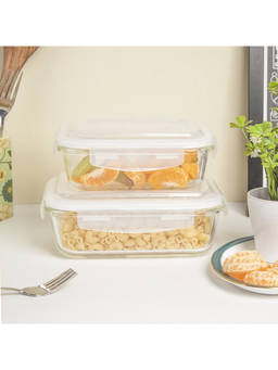 Voncasa - High Borosilicate Rectangular Transparent Container (Pack of 2)