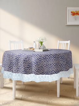 BIANCA - Navy Blue Vinyl Pvc Round Easy To Clean Dining Table Cover (4 Seater)