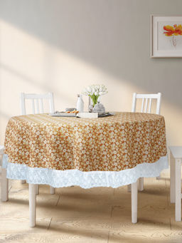 BIANCA - Brown Vinyl Pvc Round Easy To Clean Dining Table Cover (4 Seater)