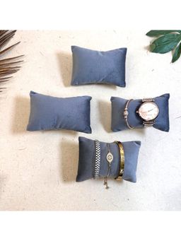 La Trove - Luxury Grey Velvet Watch Organizer Pillows (Pack of 4)