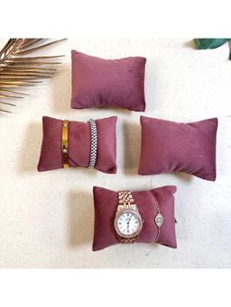 La Trove - Luxury Maroon Velvet Watch Organizer Pillows (Pack of 4)