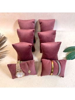 La Trove - Luxury Maroon Velvet Watch Organizer Pillows (Pack of 8)