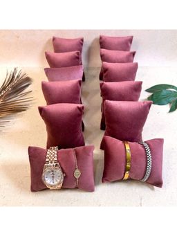 La Trove - Luxury Darkpink Velvet Watch Organizer Pillows (Pack of 12)