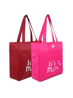 NFI Essentials - Polyester Printed Tote Bag for Women with Zipper (Pack of 2)