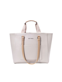 Lino Perros - Beige Colour-Blocked Commuter Tote Bag