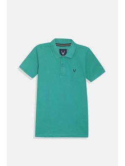 Allen Solly - Boys Green Regular Fit Solid Polo Neck T-shirt