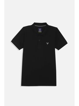 Allen Solly - Boys Black Regular Fit Solid Polo Neck T-shirt