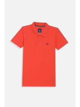 Allen Solly - Boys Orange Regular Fit Solid Polo Neck T-shirt