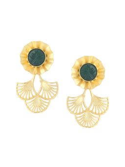 VIRAASI - Gold Toned Contemporary Stone Studded Drop Earrings