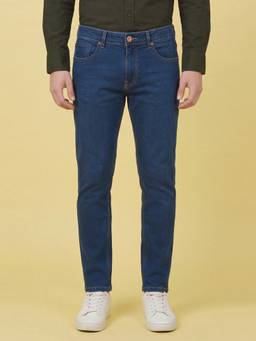 Being Human - Men Solid Navy Blue Mid Waist Jeans