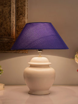 Homesake - Pot White Lamp with Blue Cone Shade
