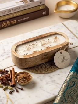 Akira Furnishings - Cinnamon Mango Wood Soy Wax Candle