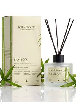 Soul & Scents - Bamboo Reed Diffuser Set - 220ml Scented Oil with 6 Fiber Sticks