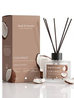 Soul & Scents - Coconut Reed Diffuser Set - 220ml Scented Oil with 6 Fiber Sticks