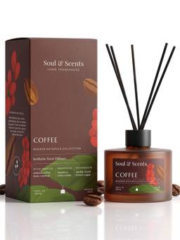 Soul & Scents - Coffee Reed Diffuser Set - 220ml Scented Oil with 6 Fiber Sticks