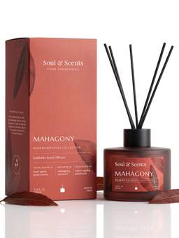 Soul & Scents - Mahogany Reed Diffuser Set - 220ml Scented Oil with 6 Fiber Sticks