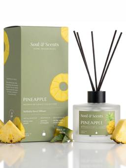 Soul & Scents - Pineapple Reed Diffuser Set - 220ml Scented Oil with 6 Fiber Sticks