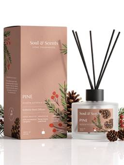 Soul & Scents - Pine Reed Diffuser Set - 220ml Scented Oil with 6 Fiber Sticks