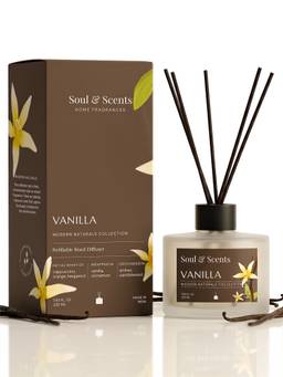 Soul & Scents - Vanilla Reed Diffuser Set - 220ml Scented Oil with 6 Fiber Sticks