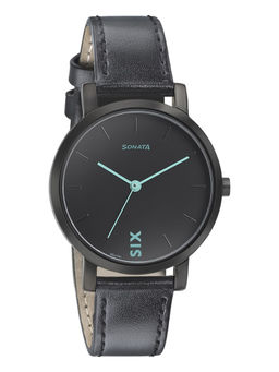 Sonata - Black Leather Watch-8164NL01
