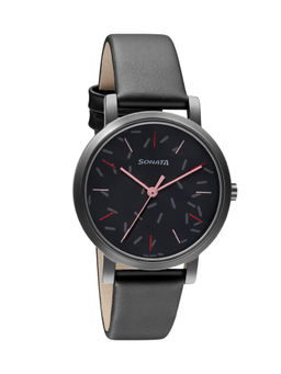 Sonata - Cassata 8164NL05 Black Dial Analog Watch For Women