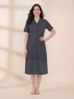 Secret Wish - Black Striped Hosiery Padded Nighty