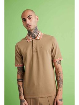 Muvazo - Gulf Checkered Polo Brown T-Shirt