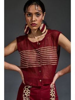 Banana Labs - Women's Crater Maroon Mesh Crop Top