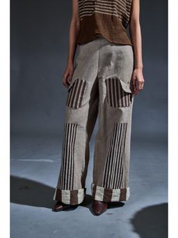 Banana Labs - Grey Pure Cotton Stripes Relaxed Pant