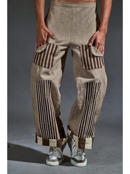 Banana Labs - Brown Pure Cotton Stripes Relaxed Pant