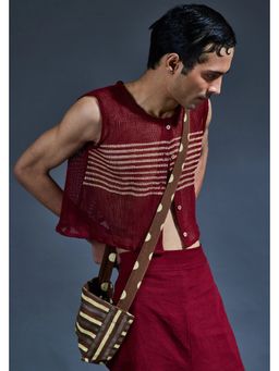 Banana Labs - Crater Men Maroon Mesh Crop Top