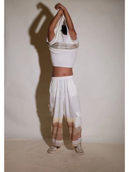 Banana Labs - White Linen Geometric Relaxed Pant