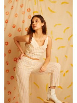 Banana Labs - Women's White Striped Dandelion Wrap Crop Top