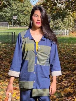 Banana Labs - Navy Blue Twister High Low Shirt
