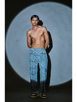 Banana Labs - Blue Pure Cotton Geometric Relaxed Pant
