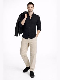 XKIND - Black Twill Lycra Slim Fit Casual Shirt