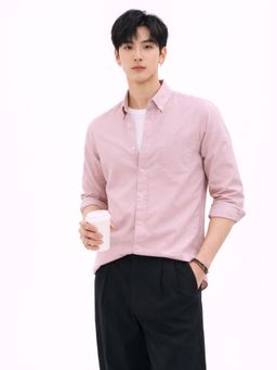 XKIND - Mauve Twill Lycra Slim Fit Casual Shirt