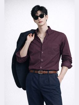 XKIND - Purple Twill Lycra Slim Fit Casual Shirt