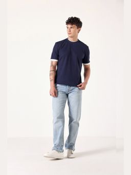 Muvazo - Waffle Layered Navy Blue T-shirt