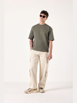 Muvazo - Palm Wave Oversized Olive T-shirt