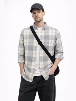 XKIND - Grey Checks Regular Fit Casual Shirt