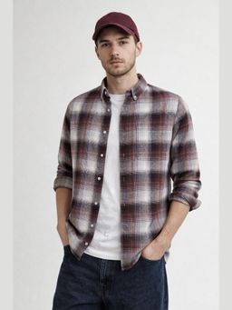 XKIND - Maroon Checks Regular Fit Casual Shirt